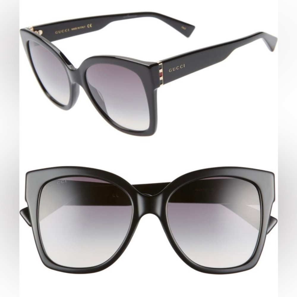 GUCCI Square/Cat-Eye Sunglasses GG0459S 001 Acetate Black
